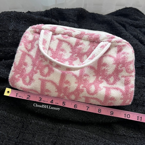 Auth Dior Pink Terry Cloth Trotter Monogram Mini Bag - Vintage - Picture 13 of 16